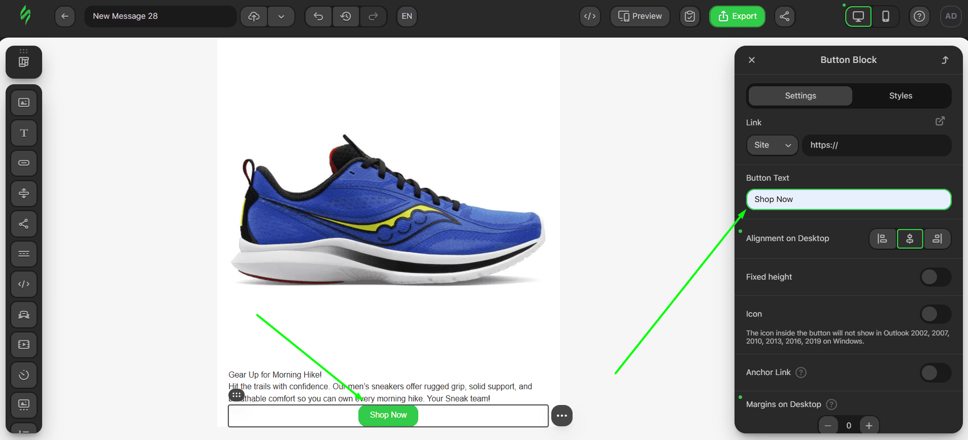 Adding text to the button Adding text to the button