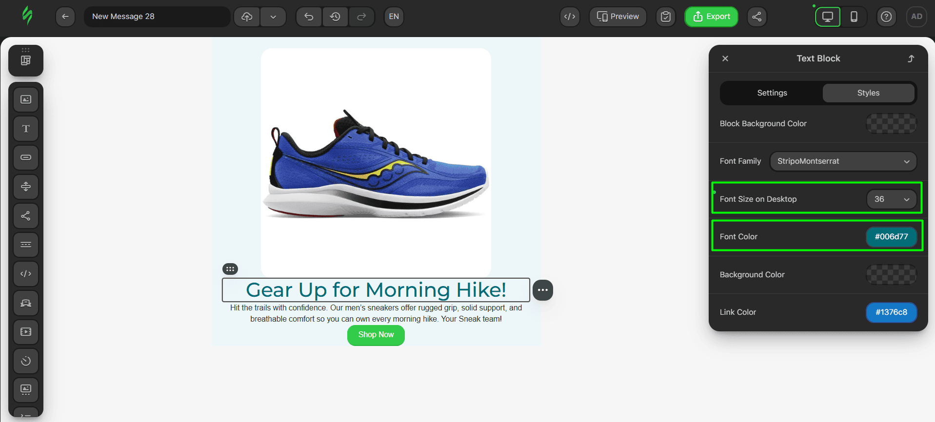 Choosing font color Choosing font color