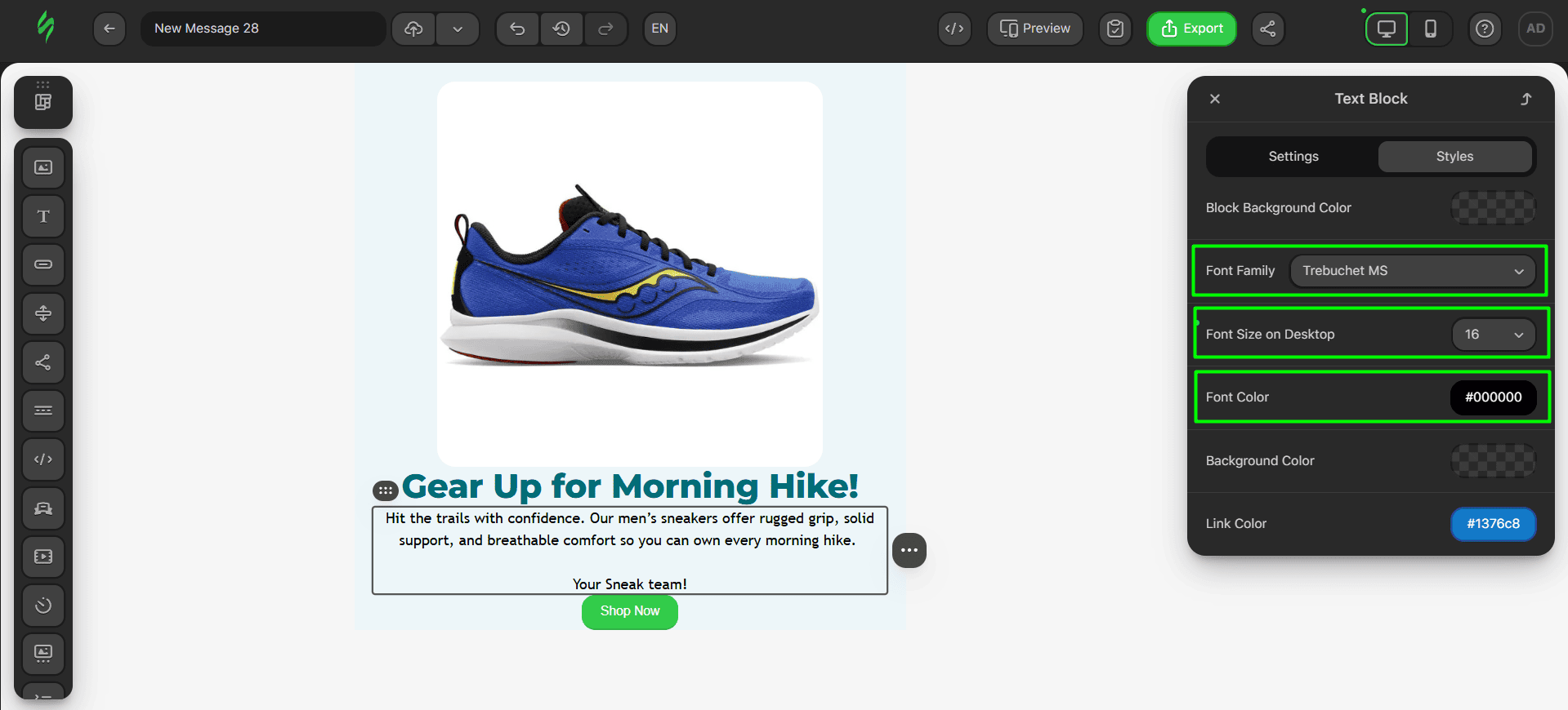 Tweaking other texts in the template Tweaking other texts in the template