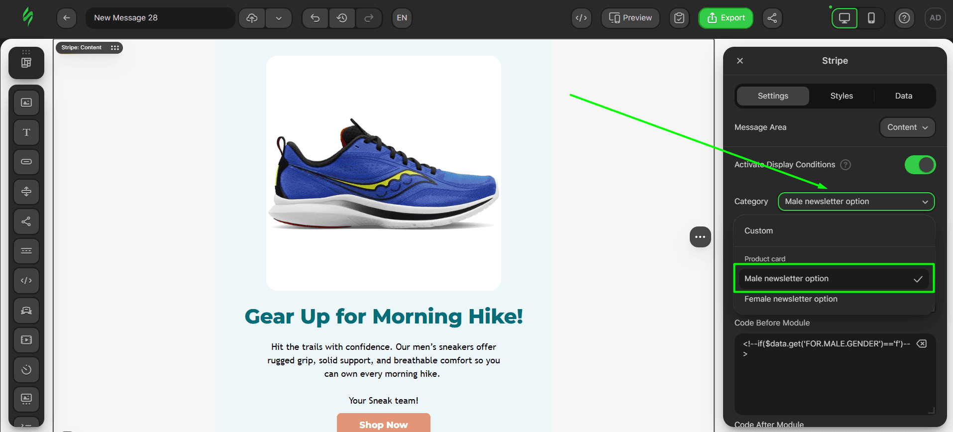 Choosing needed Display Condition Choosing needed Display Condition