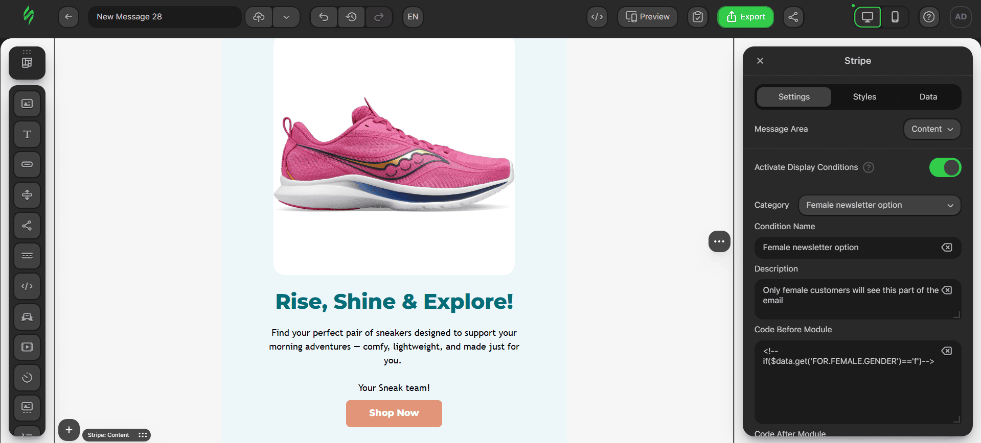 Applying second Display Condition Applying second Display Condition