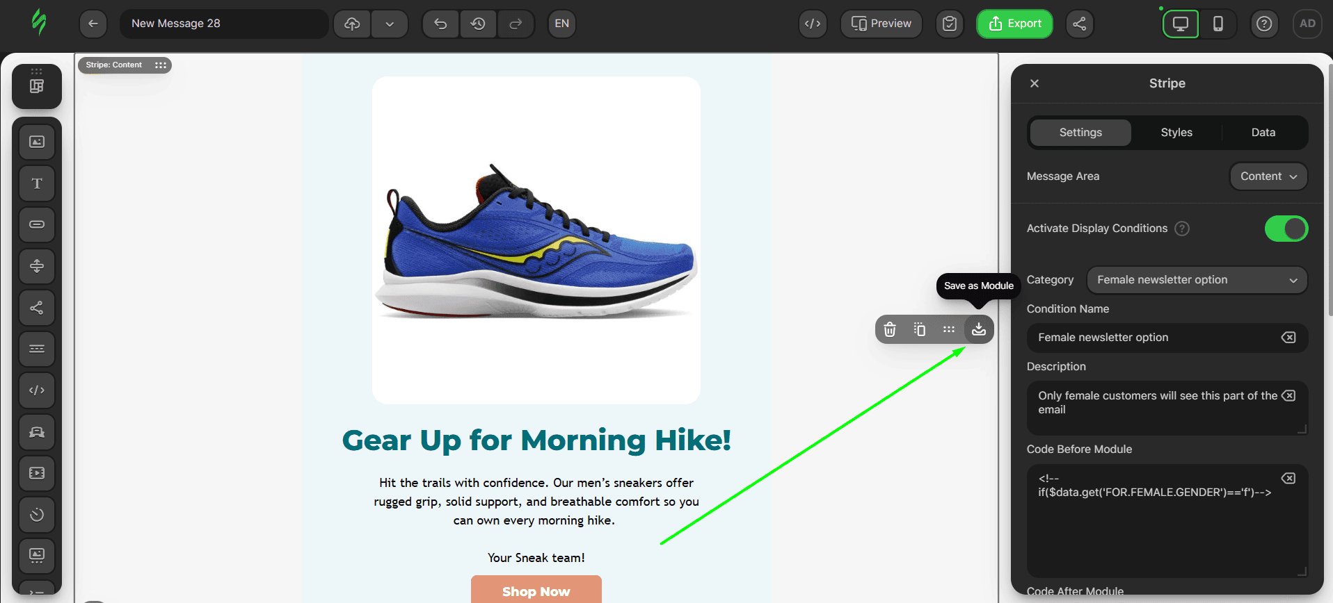 Saving the module Saving the module