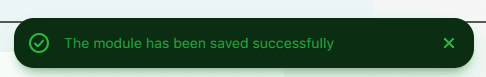 Module saved successfully Module saved successfully