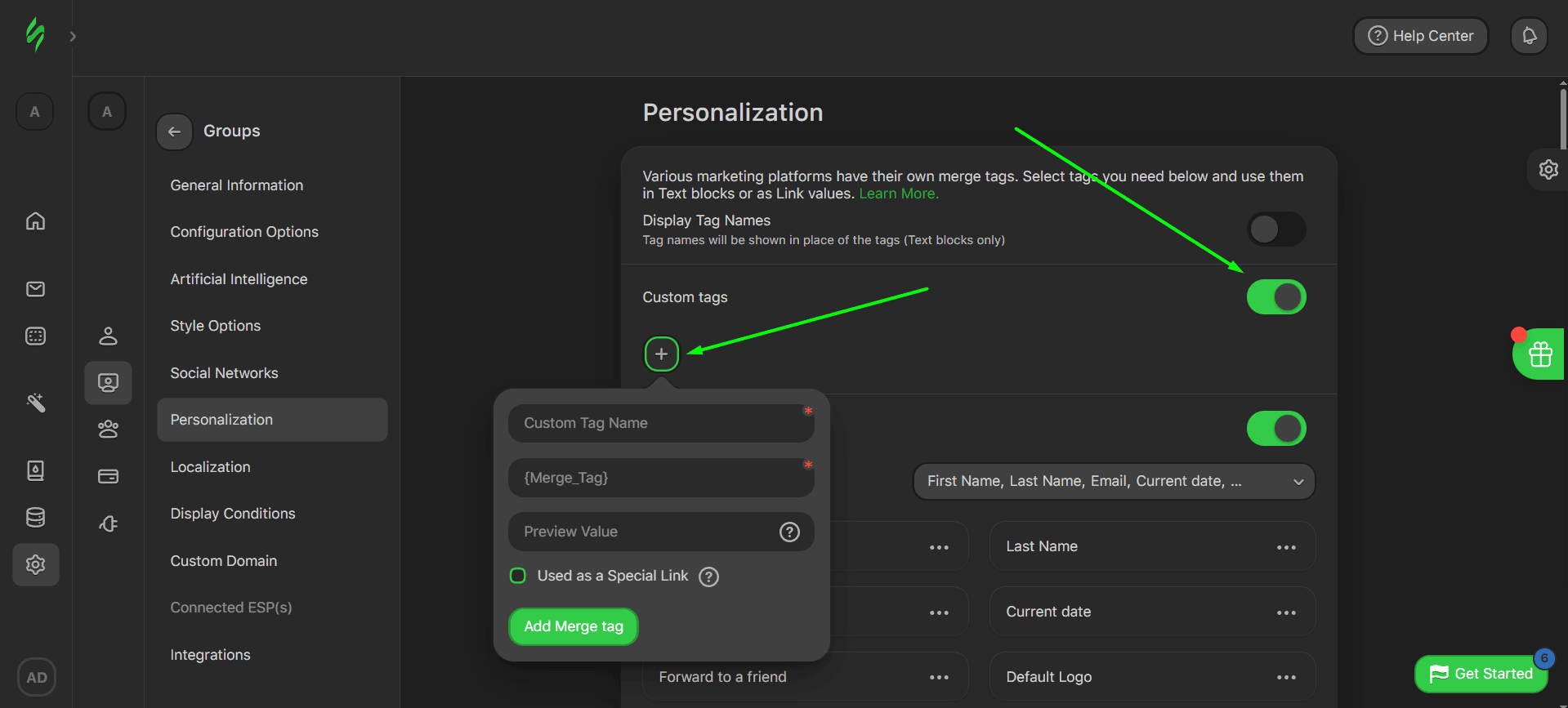 Adding custom merge tags Adding custom merge tags