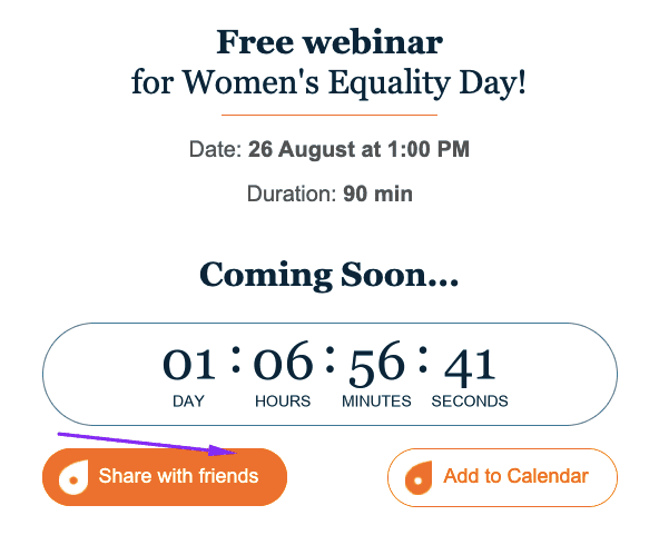 Le lien Partager avec vos amis dans le modèle d'e-mail de rappel de webinaire Le lien Partager avec vos amis dans le modèle d'e-mail de rappel de webinaire