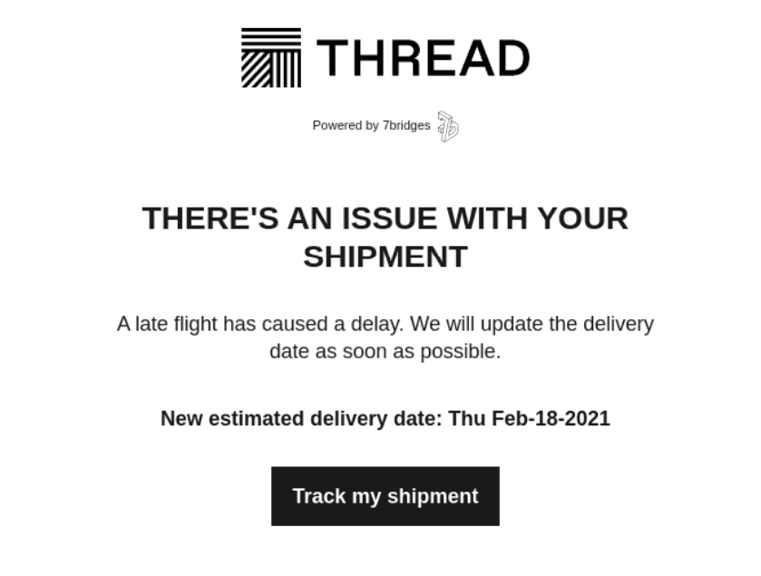 E-Mail zur Benachrichtigung über Probleme mit der Bestellung