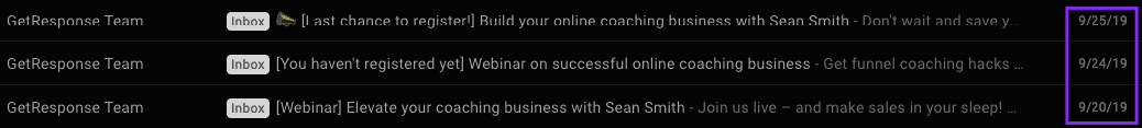 Séquence d'e-mails de webinaire Exemples d'invitation Séquence d'e-mails de webinaire Exemples d'invitation