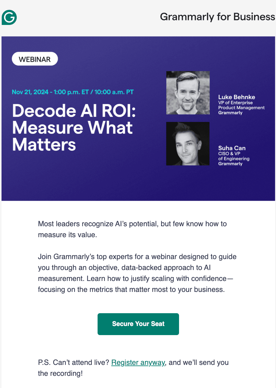 Exemple d'e-mail avec un double appel à l'action Exemple d'e-mail avec un double appel à l'action