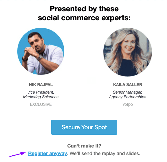 Exemples de promotion de webinaire _ Deux options dans l'e-mail Exemples de promotion de webinaire _ Deux options dans l'e-mail