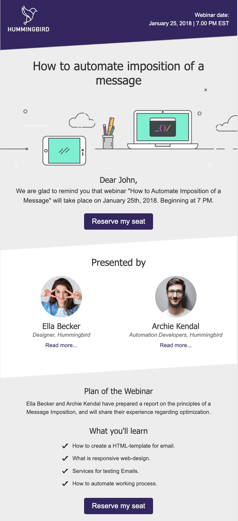 Modèle d'invitation à un webinaire Modèle d'invitation à un webinaire