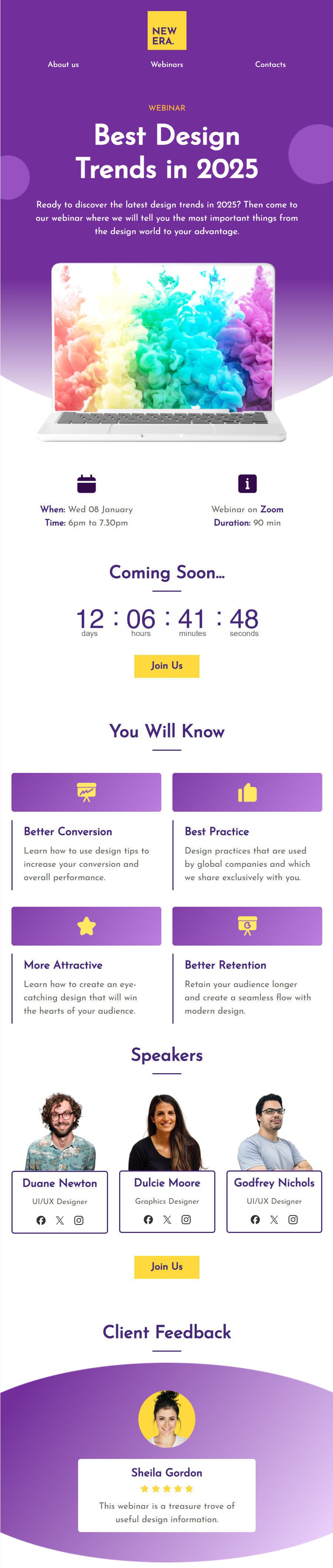 Exemple de modèle de webinaire avec compte à rebours Exemple de modèle de webinaire avec compte à rebours