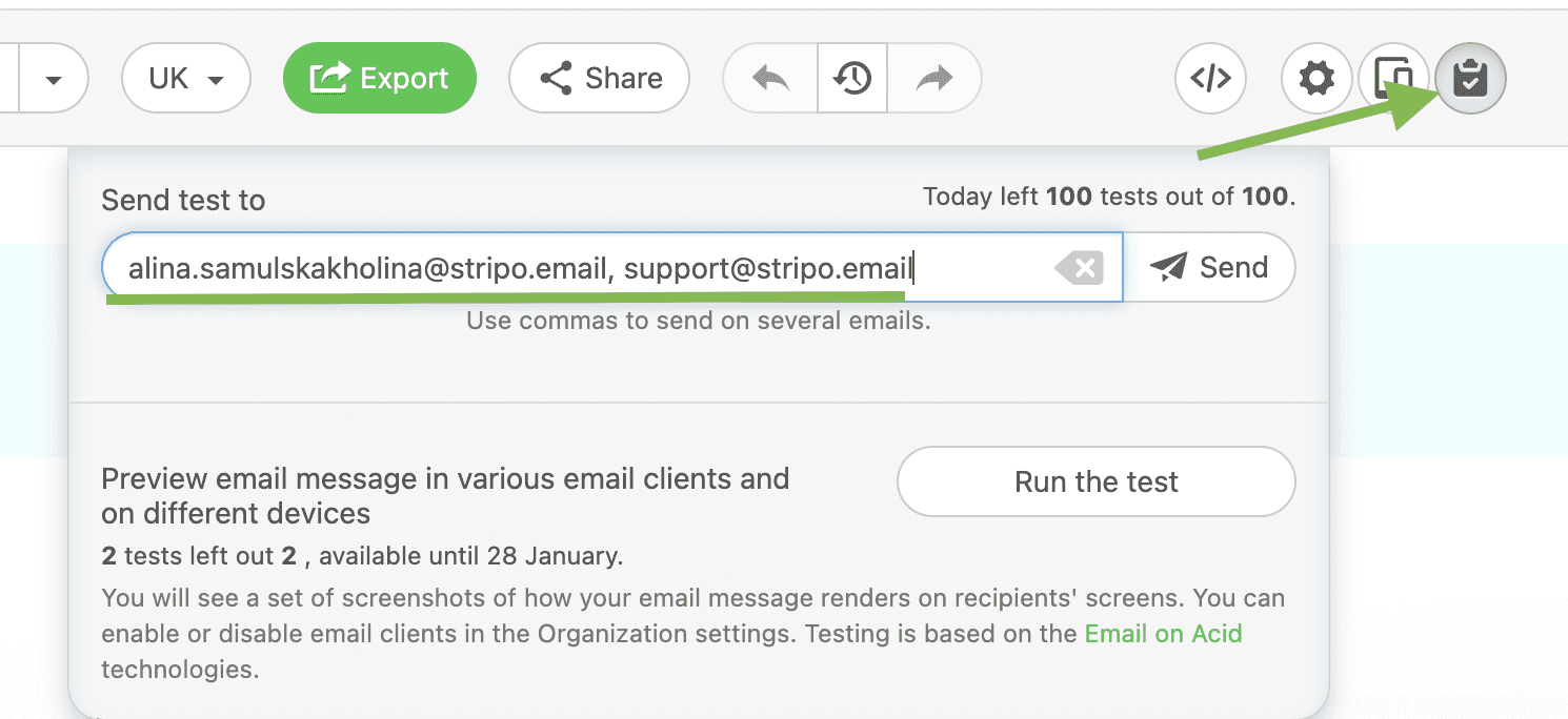 Sending a test email message Sending a test email message