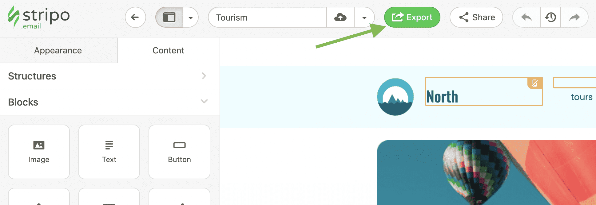 “Export” button “Export” button