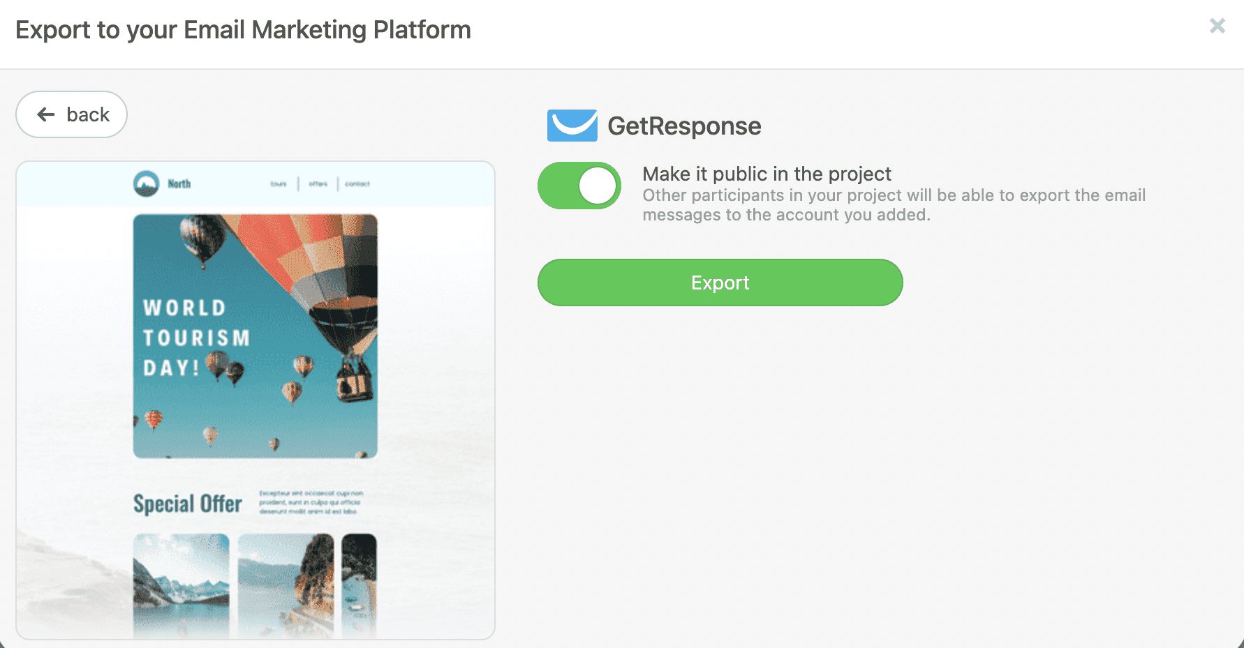 Exporting of email template to GetResponse Exporting of email template to GetResponse