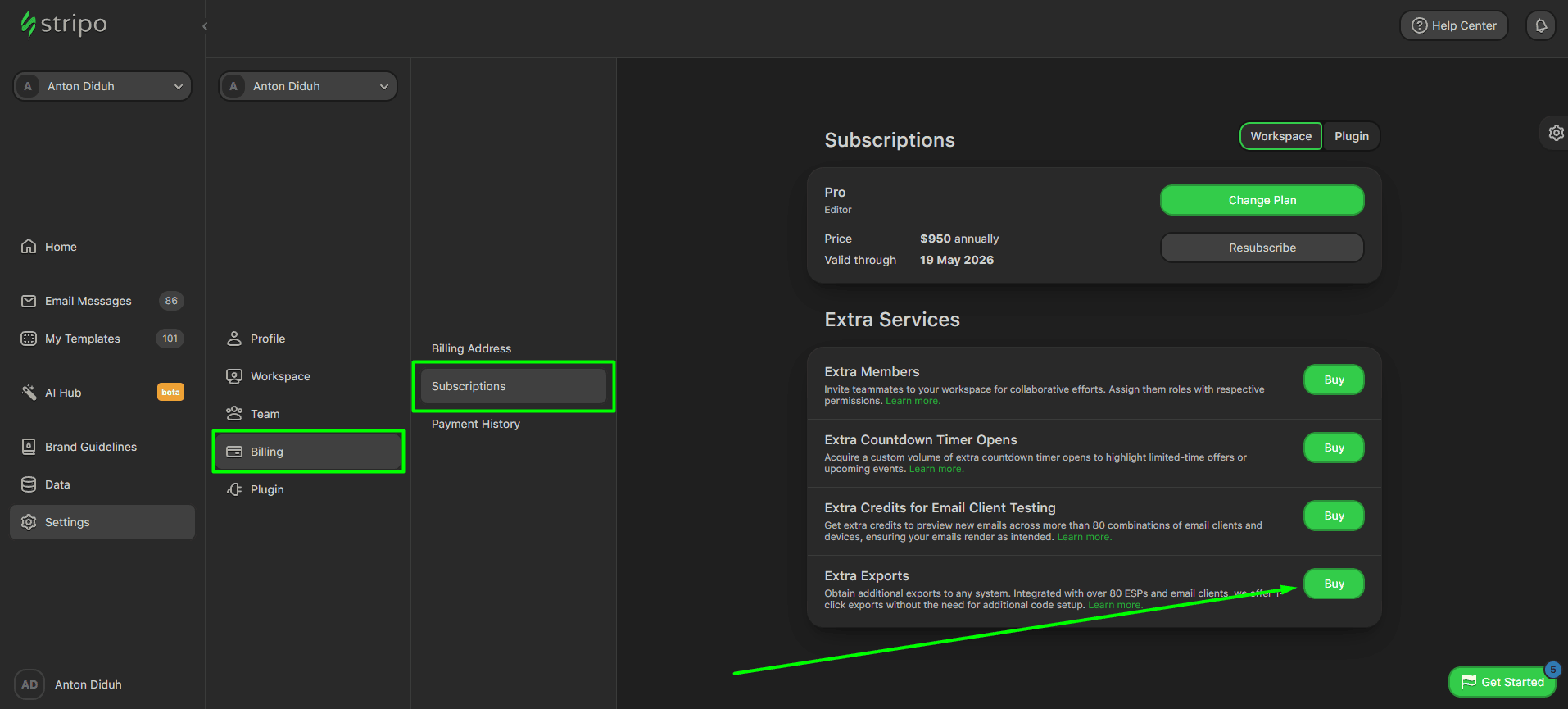 Additional export purchase