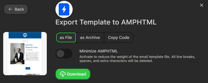 Export as AMP HTML file