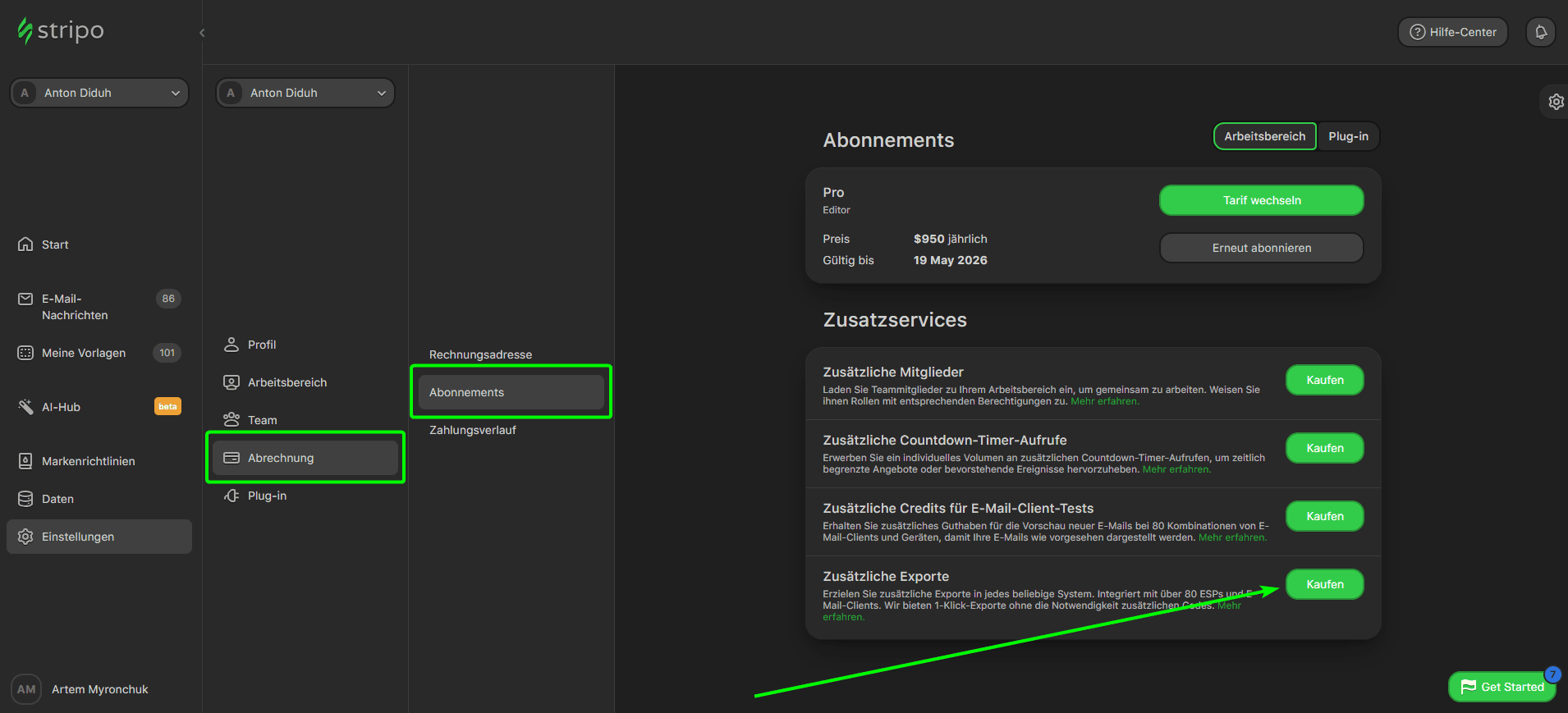 Zusätzliche Exportkäufe Zusätzliche Exportkäufe
