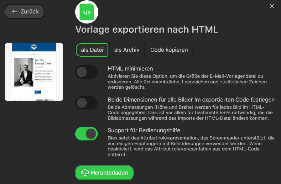 Als HTML-Datei exportieren Als HTML-Datei exportieren