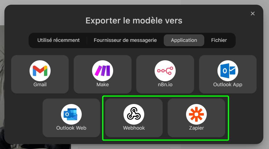 Options d’Export via Zapier et Webhook Options d’Export via Zapier et Webhook