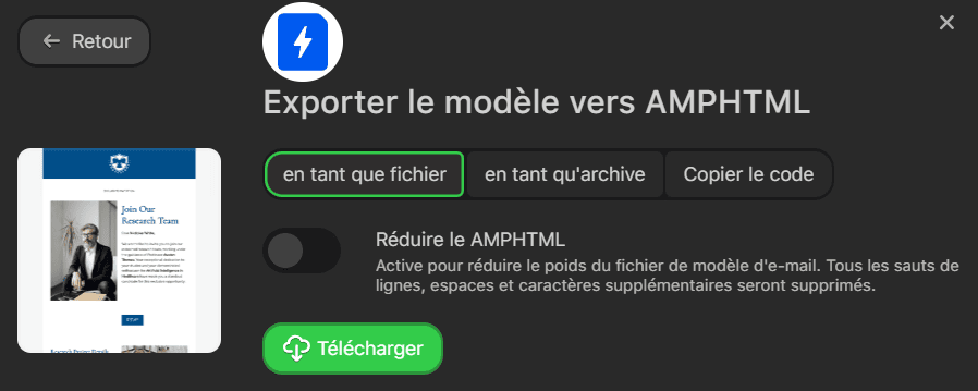 Export as AMP HTML file Export as AMP HTML file