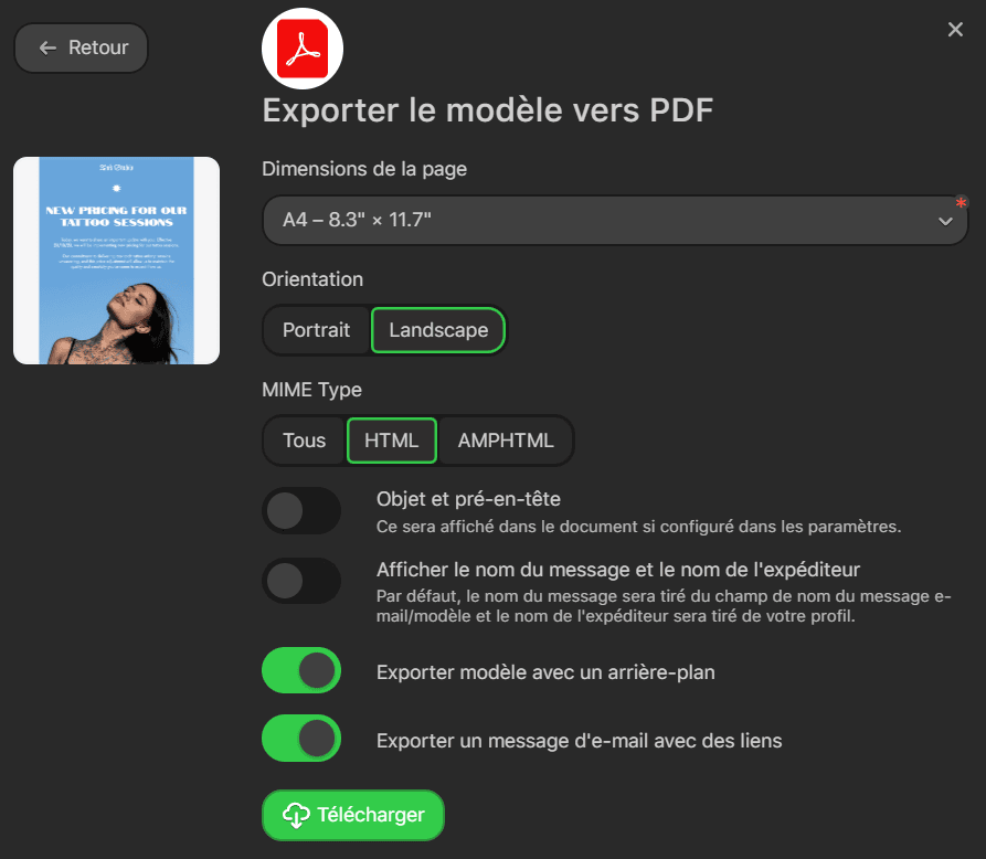 Export sous format PDF Export sous format PDF