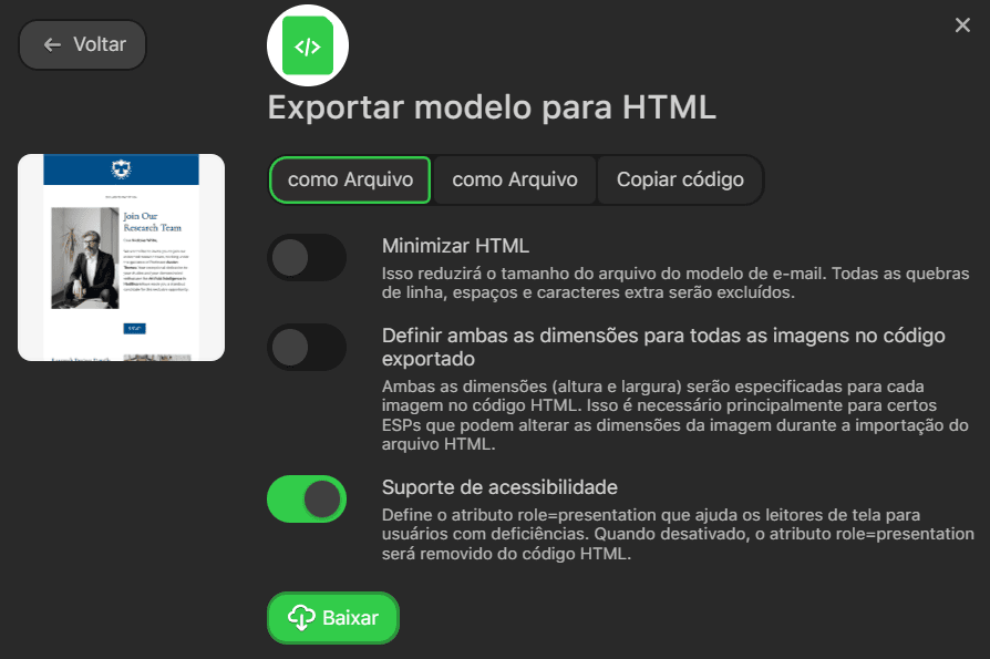 Exportar como arquivo HTML