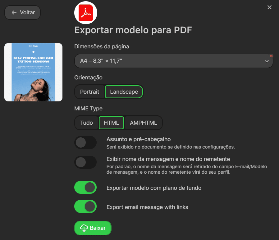 Exportar como arquivo PDF