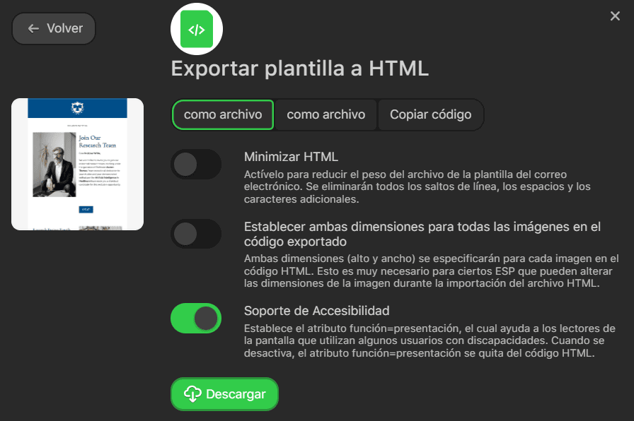 Exportar como archivo HTML Exportar como archivo HTML