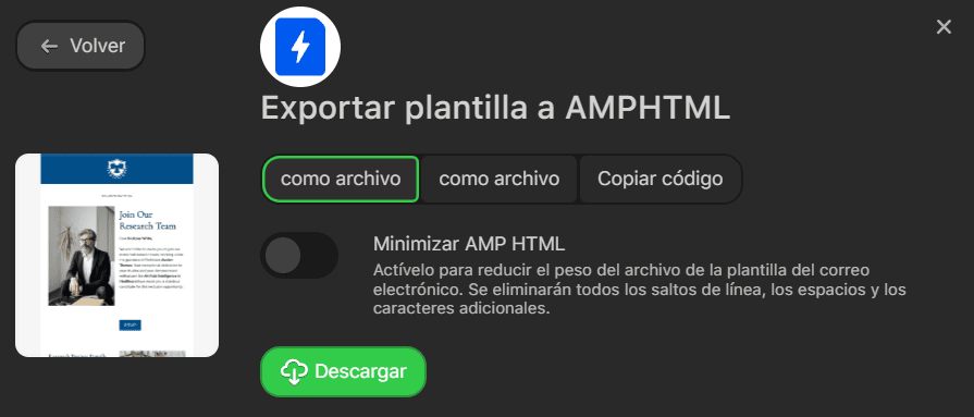 Exportar como archivo HTML de AMP Exportar como archivo HTML de AMP