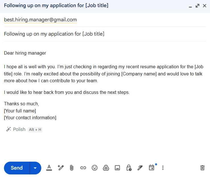 Resume follow-up email example Resume follow-up email example