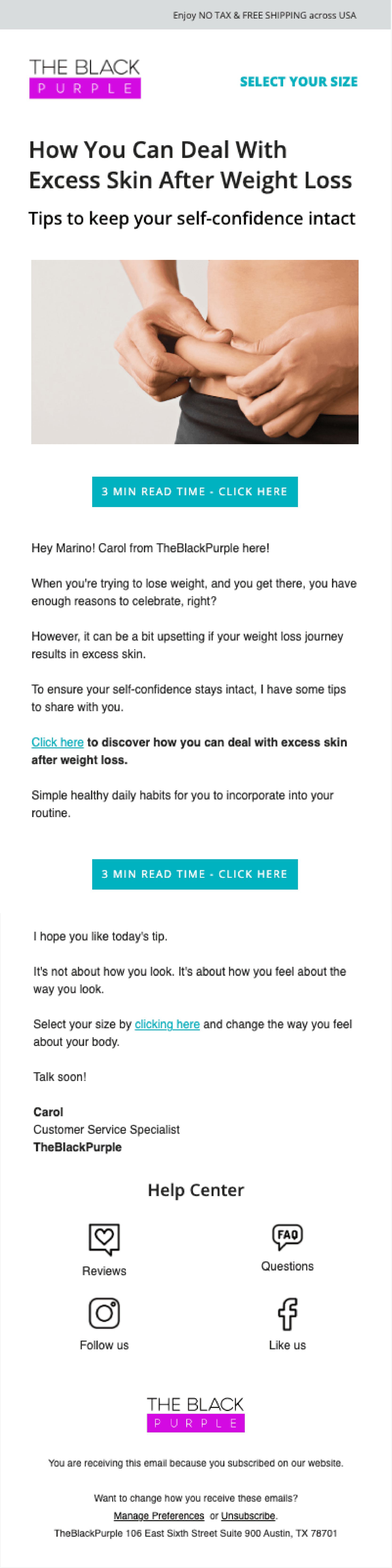 Email example for re-engagement email series