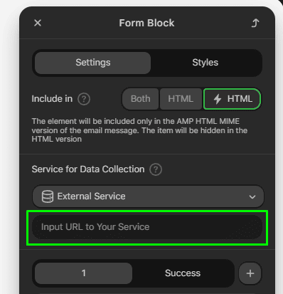 Поле для додавання посилання на зовнішній сервіс даних