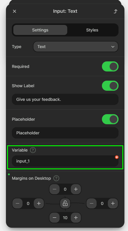 Поле введення змінної