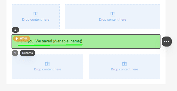 Повідомлення про успішне надсилання форми в редакторі