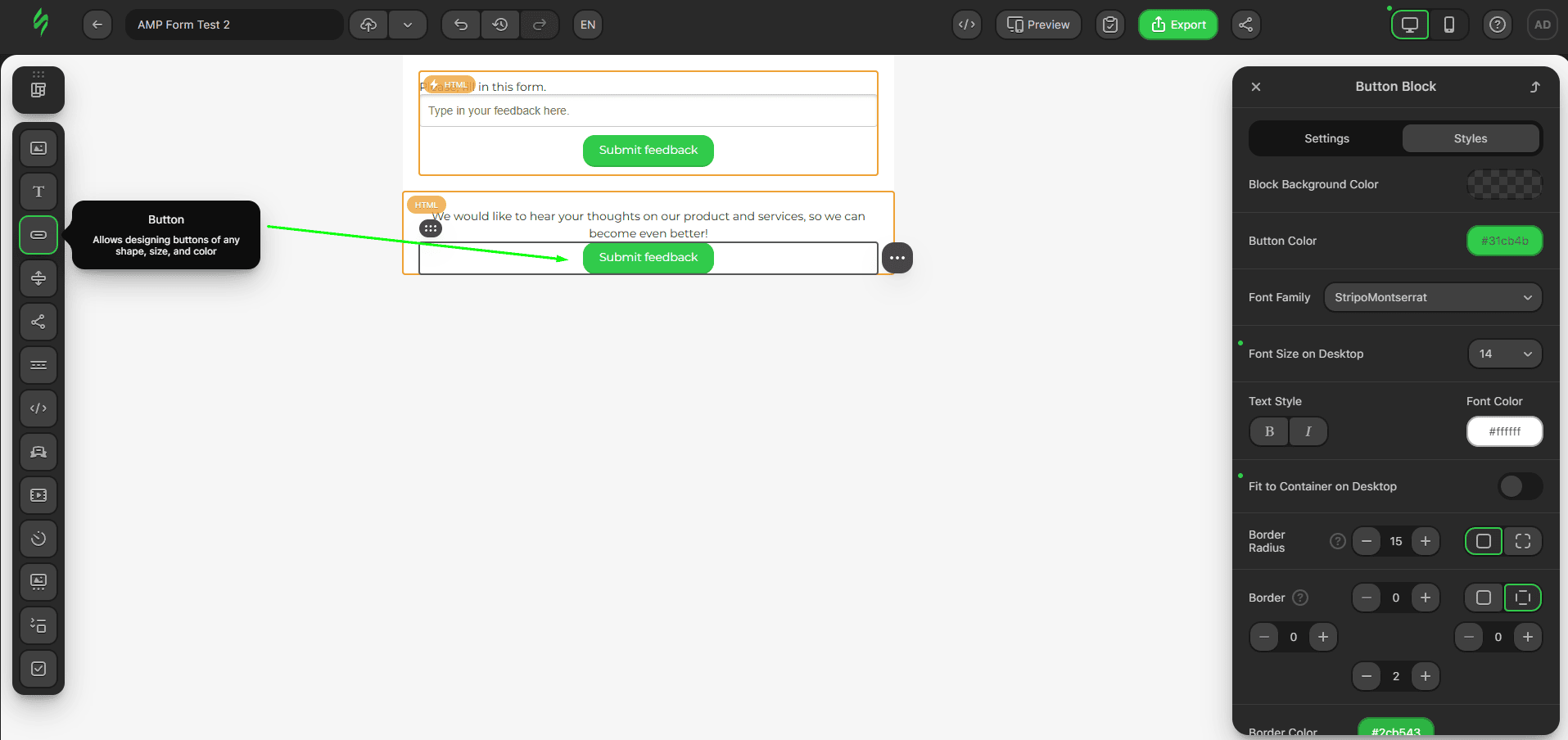 Додавання блоку «Кнопка»