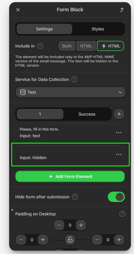 Додавання прихованого інпуту