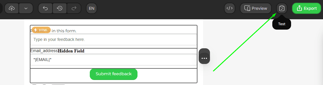 Кнопка тестування в Stripo