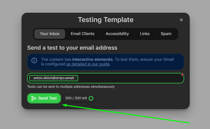 Функція тестування у Stripo