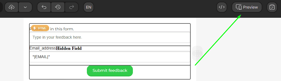 Кнопка прев'ю листа в Stripo