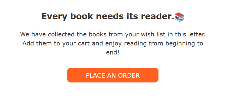 An example of the automated wishlist reminder email