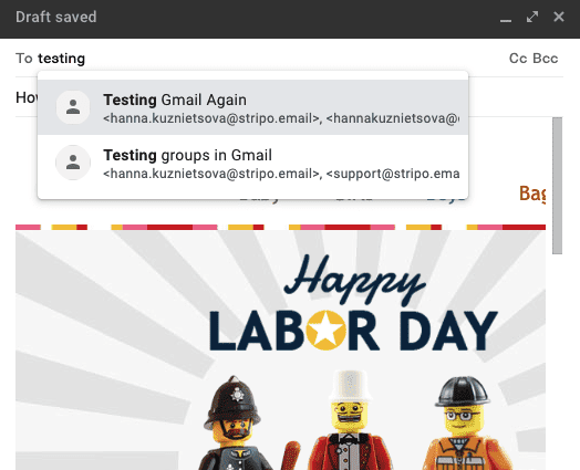 Sending emails from drafts in gmail