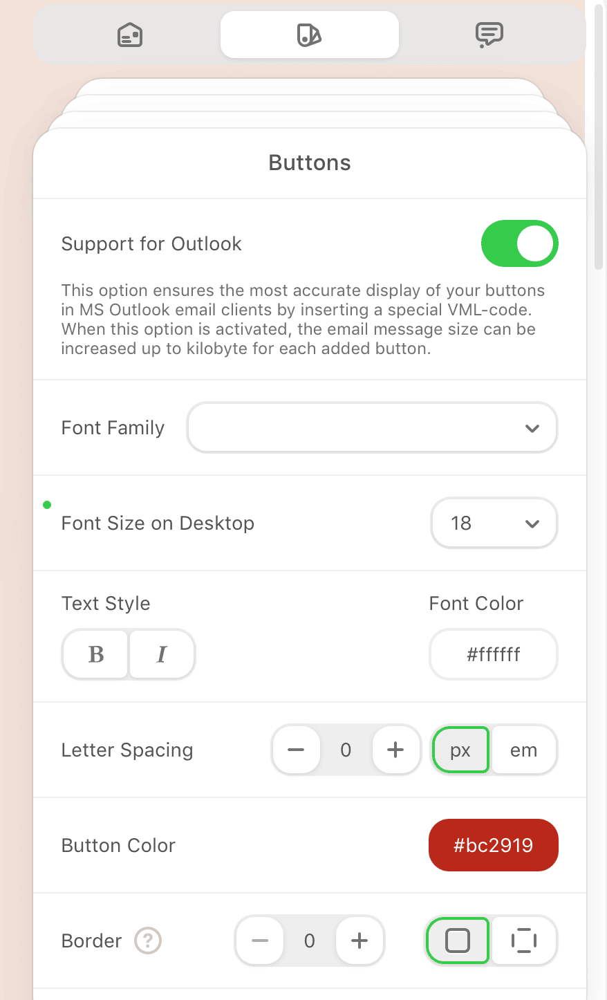 CTA button settings for Outlook CTA button settings for Outlook