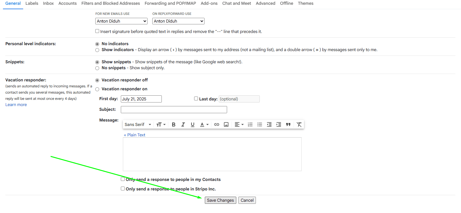 Saving changes Saving changes