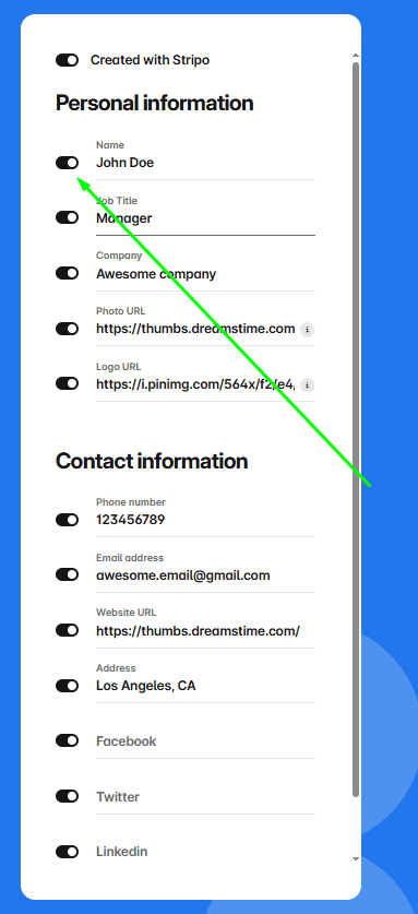Input fields switch Input fields switch