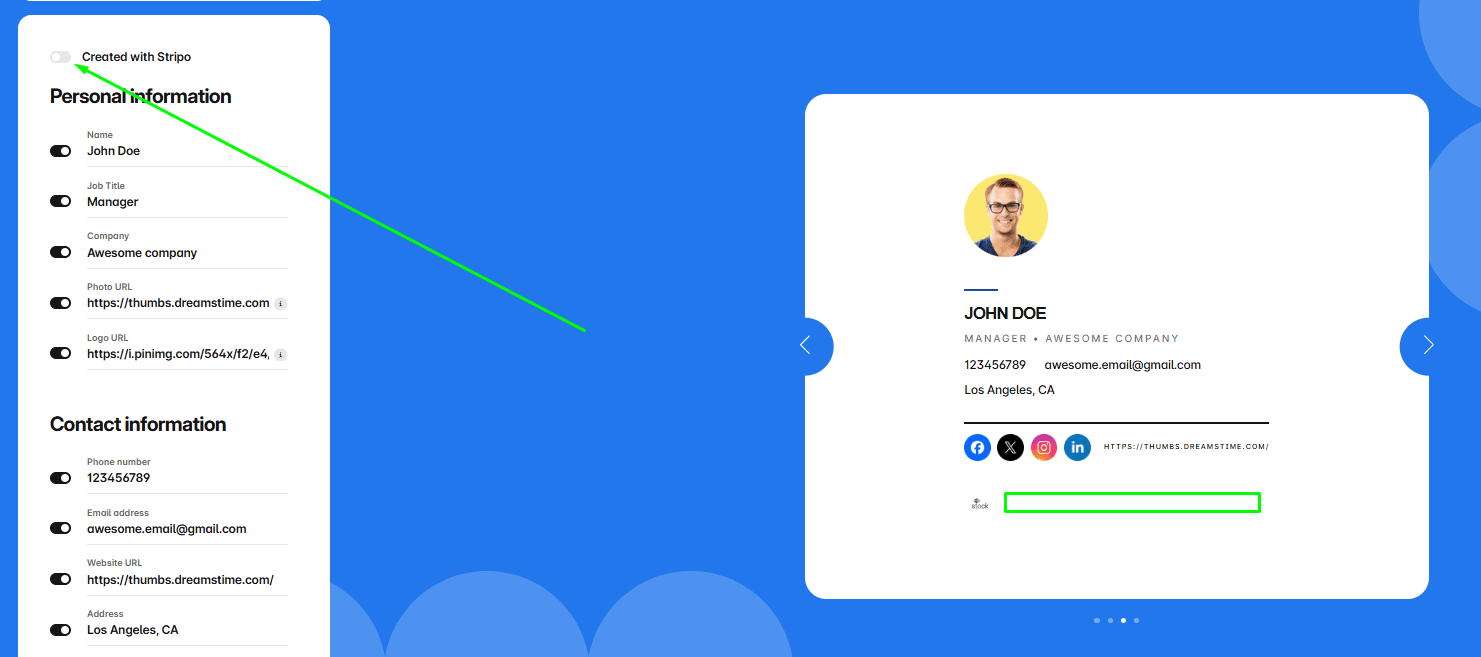 Stripo link switch Stripo link switch