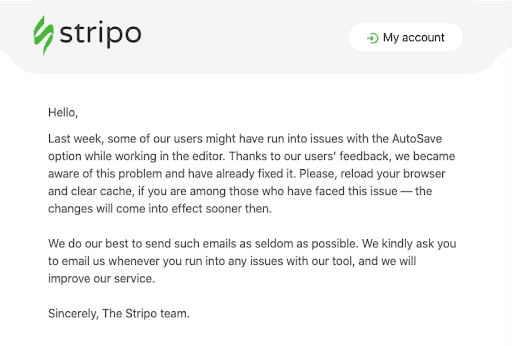 E-Mail mit Benachrichtigung über behobene Fehler E-Mail mit Benachrichtigung über behobene Fehler