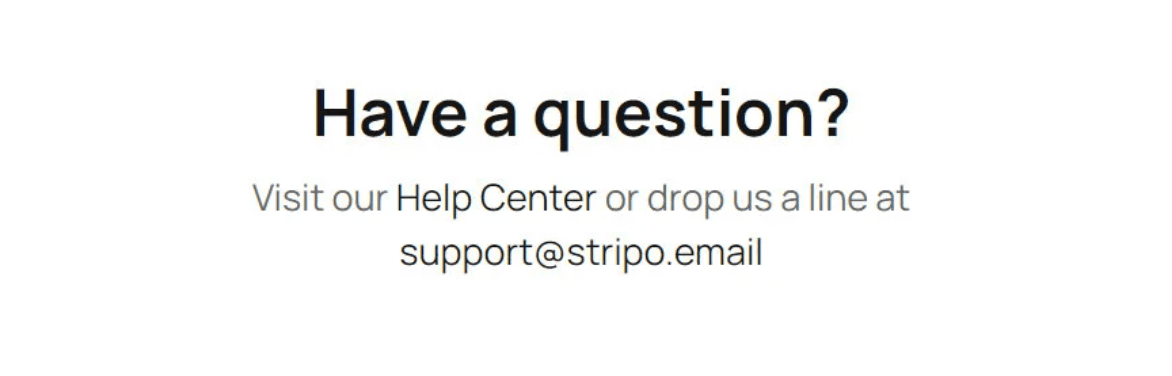 Beispiel für einen E-Mail-Block mit Support-Kontakten Beispiel für einen E-Mail-Block mit Support-Kontakten