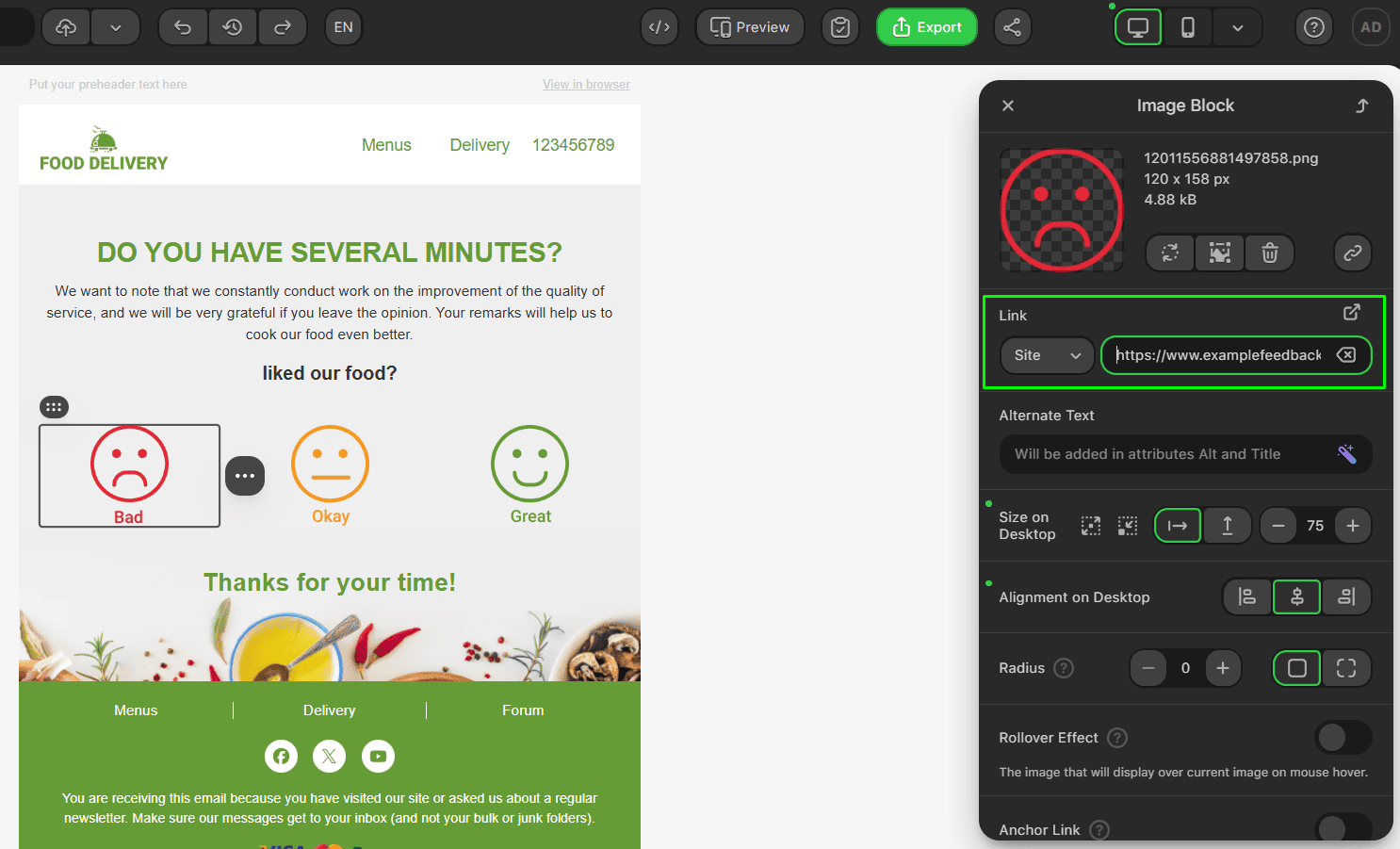 Adding link to images