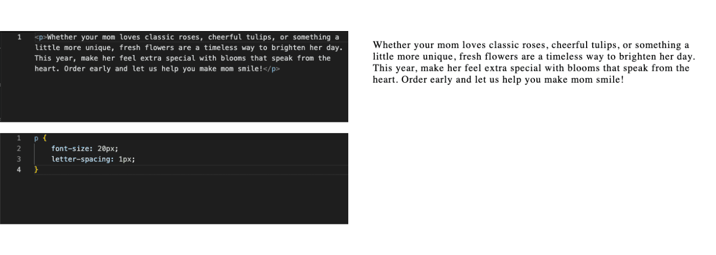 Setting the letter-spacing property to a positive value