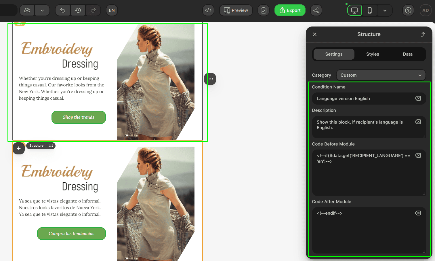 Naming and adding display condition